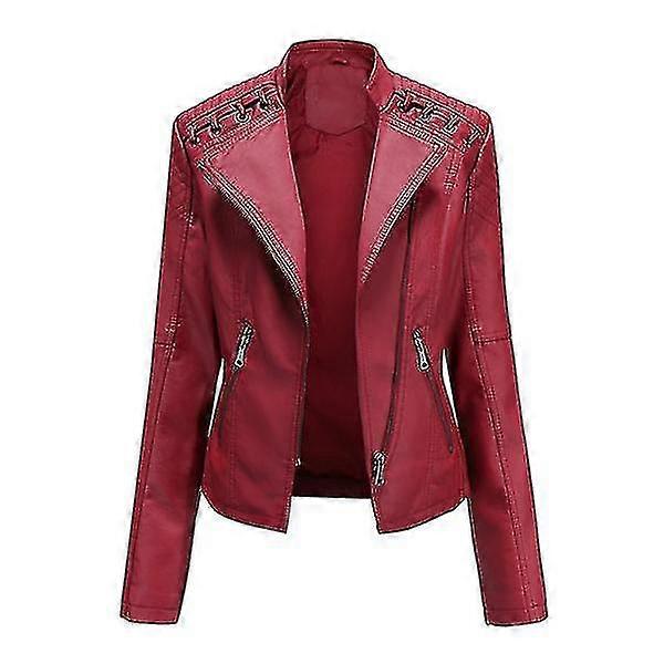 Damenmode Slim Kurze PU-Lederjacke mit Pocket_s