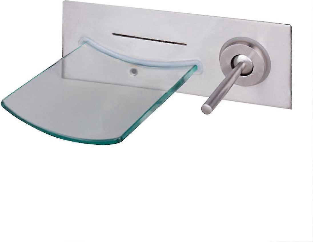 Single Handle Basin Faucet Single Handle Widespread Bathroom Vessel Waterfall Single Handle Glass Spout Single Lever Faucet Brushed Nickel Plate Wall 