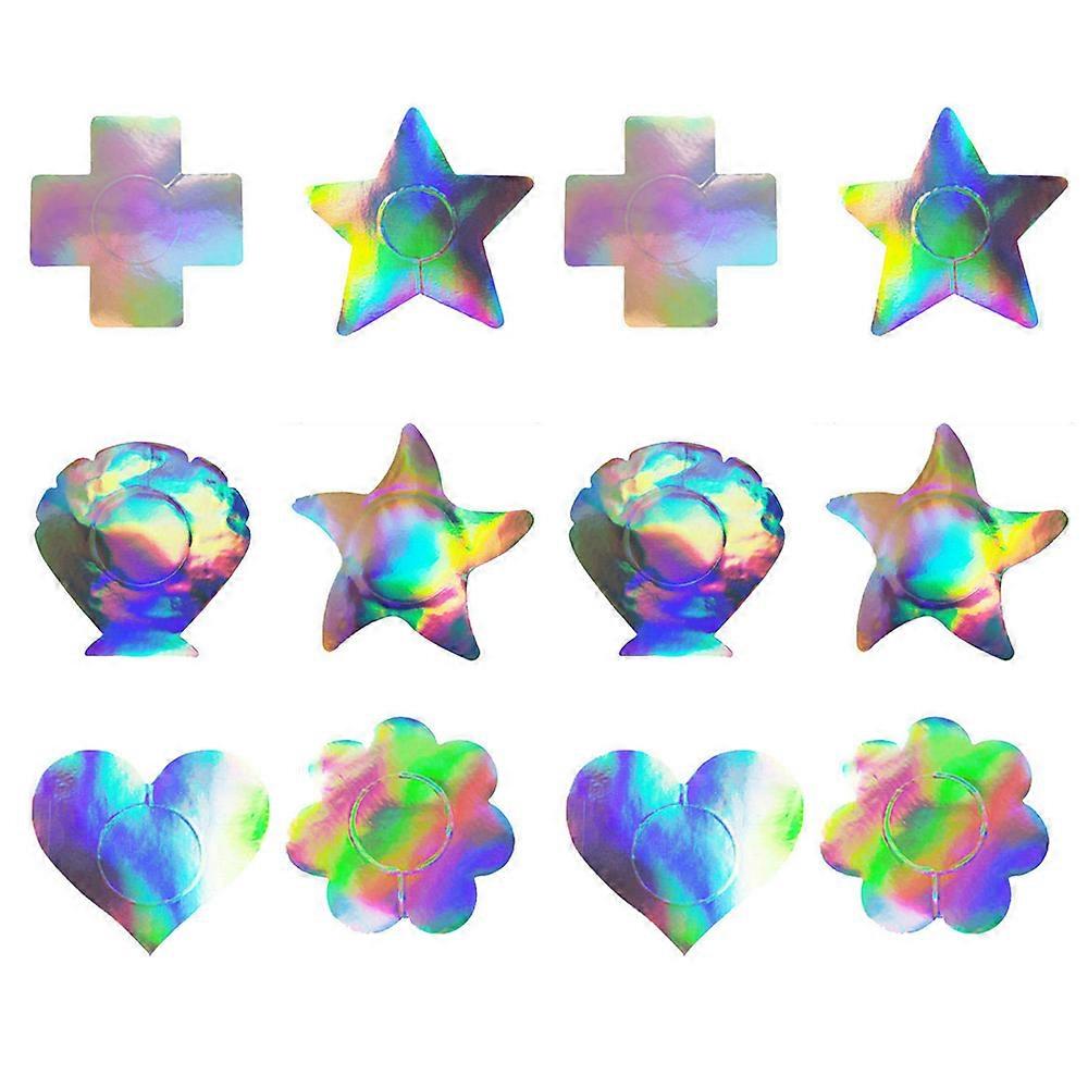 6 أزواج من أغطية الحلمة بالليزر يمكن التخلص منها TPU فطائر ذاتية اللصق غطاء الثدي بتلات ملصقات للنساء