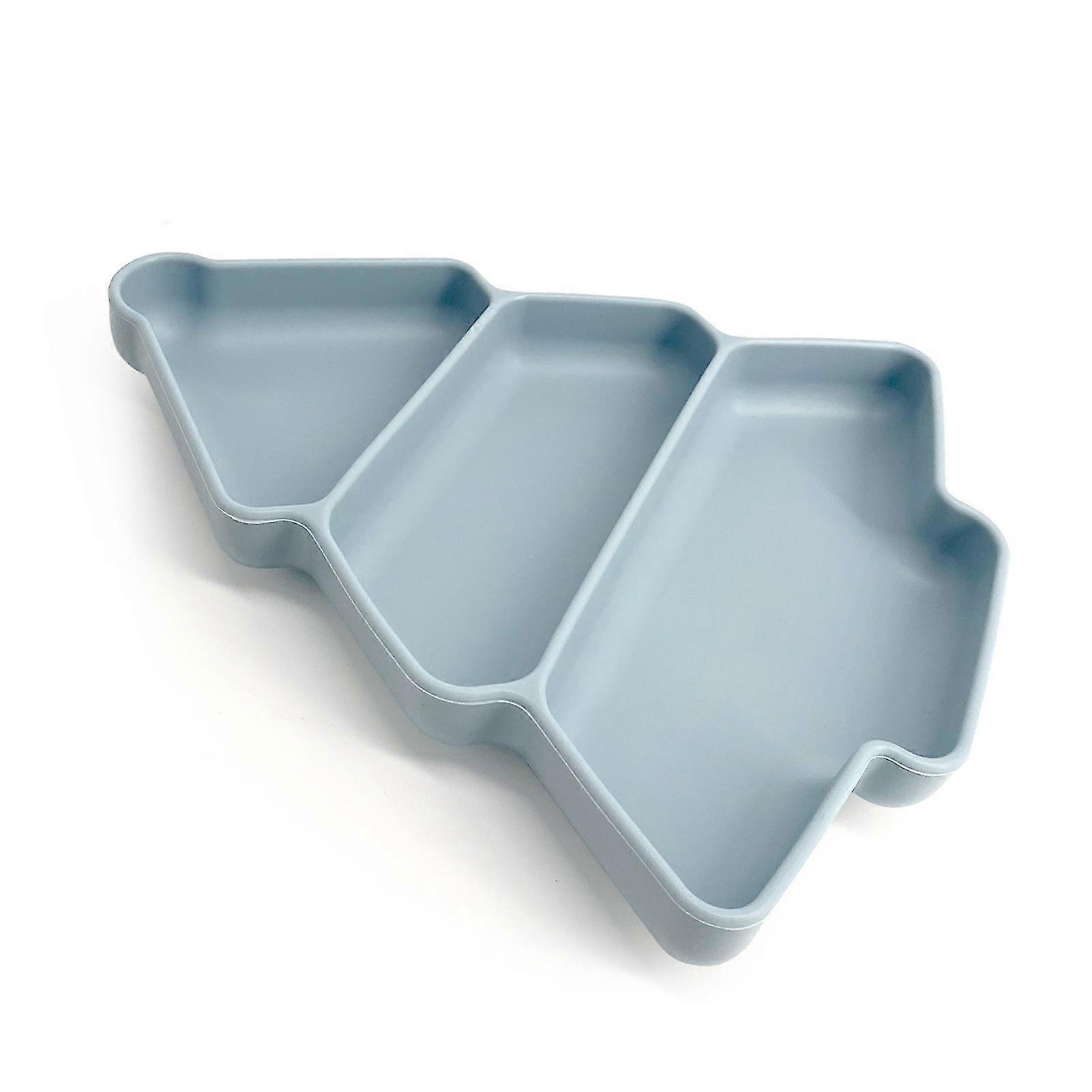 Toddler Christmas Tree Shape Suction Plates Non-slip Suction Cup Toddler Plates For Kids Elementary Schooler,Gray Blue