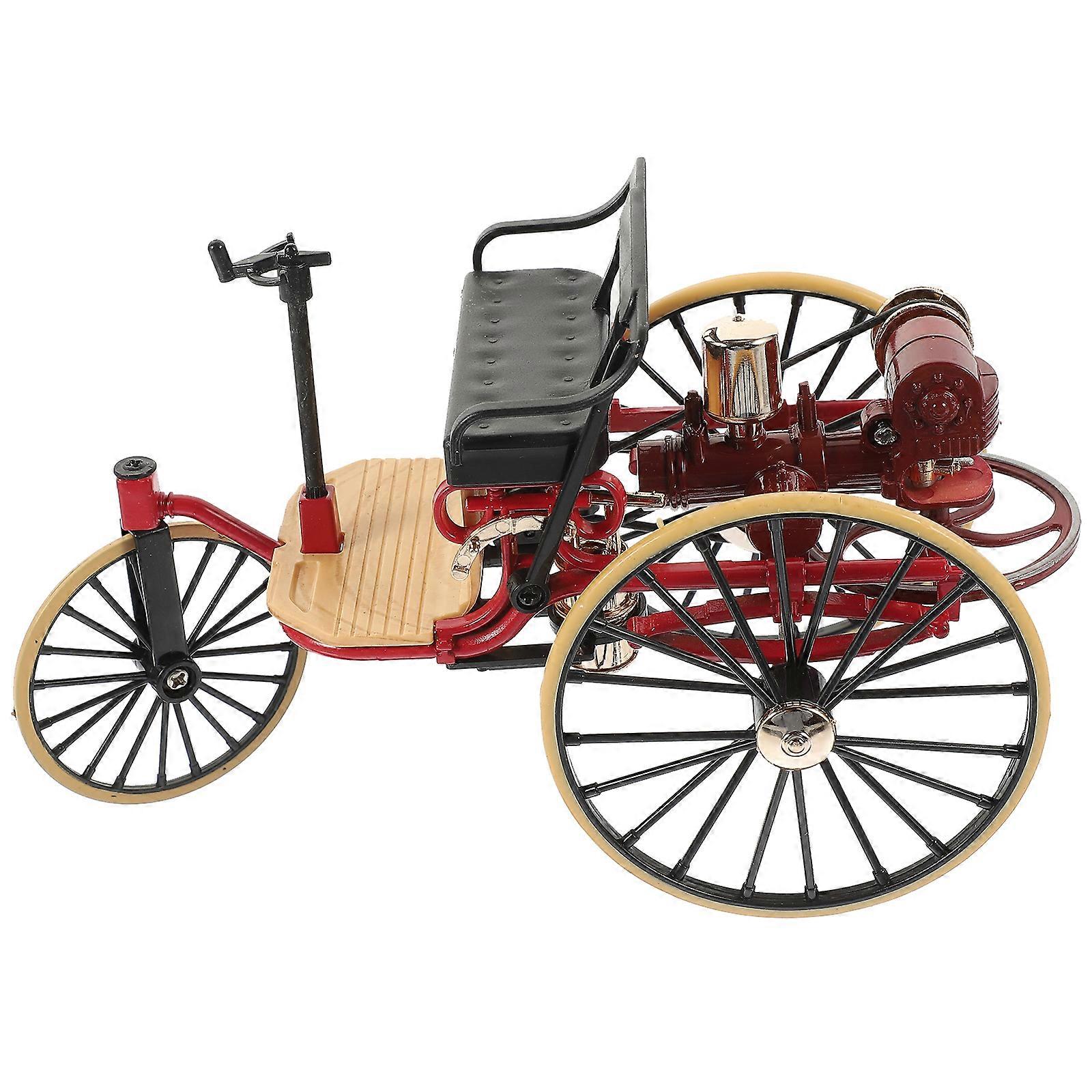 Practical Tricycle Model Miniature Vintage Tricycle Model Ornament Desktop Tricycle Craft Decoration(1:12)
