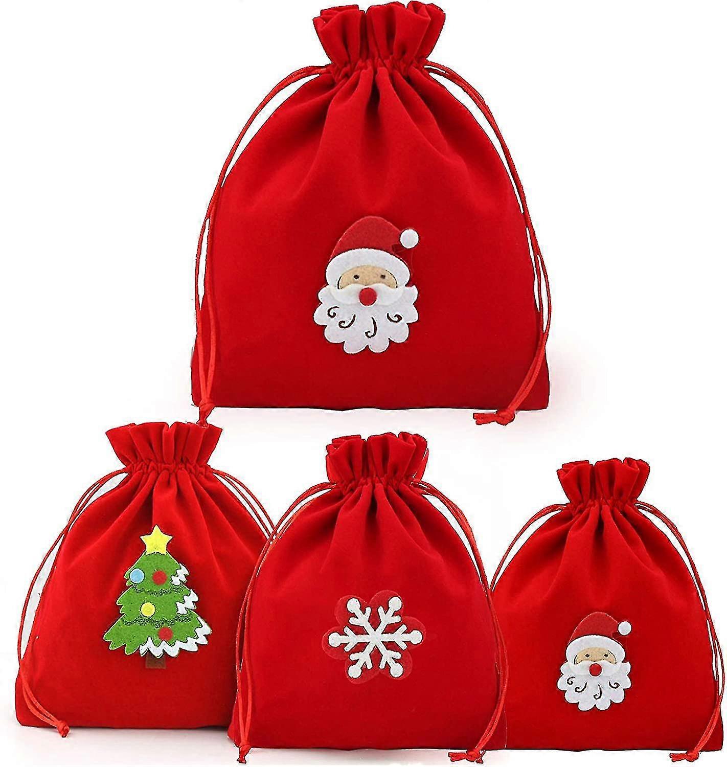 Set Of 4 Christmas Bags With Drawstring U
