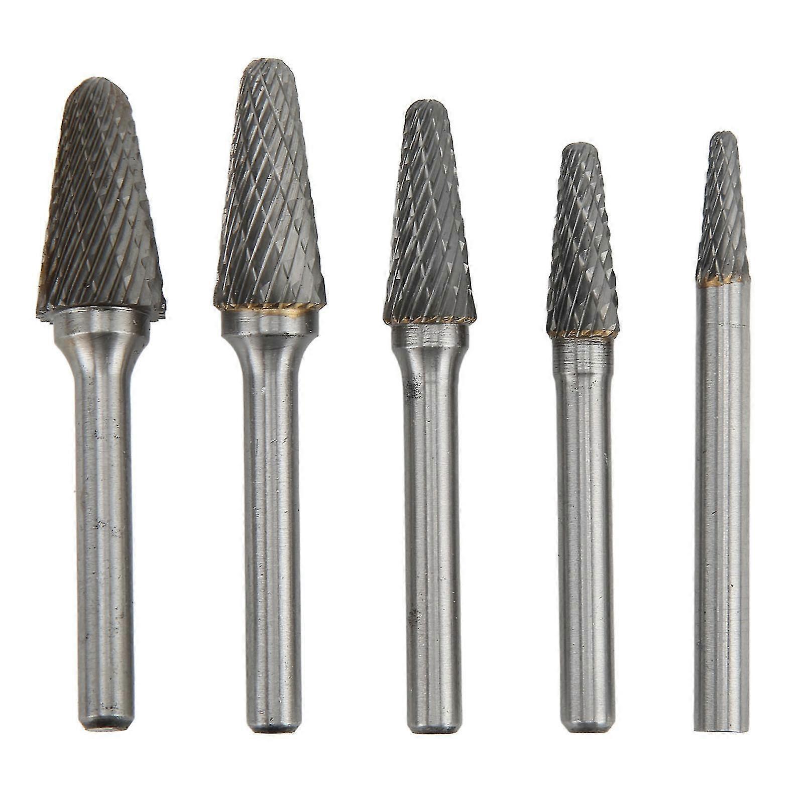 5pcs L Type Carbide Rotary Burr Set - 6mm Shank, Double Cut, for Engraving, Polishing, and Grinding