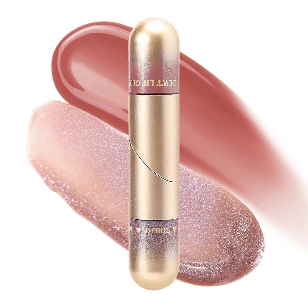 Διπλό κεφάλι Lip Glaze Glitter Lip Mud μακράς διαρκείας καθρέφτη ελαφρύ κραγιόν