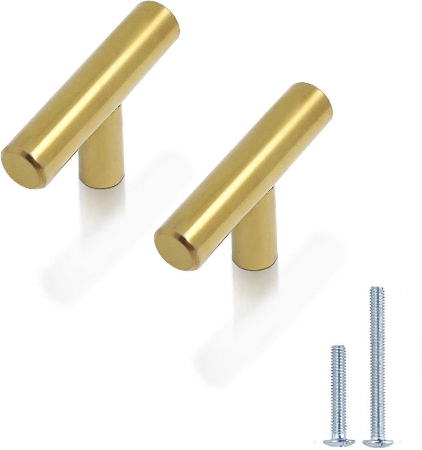 مقابض مطبخ ذهبية للخزانة ، مقابض خزانة ذهبية ، مقابض درج من الفولاذ المقاوم للصدأ للصدر ، مقابض صغيرة على شكل حرف T ذهبي ، 2 عبوة