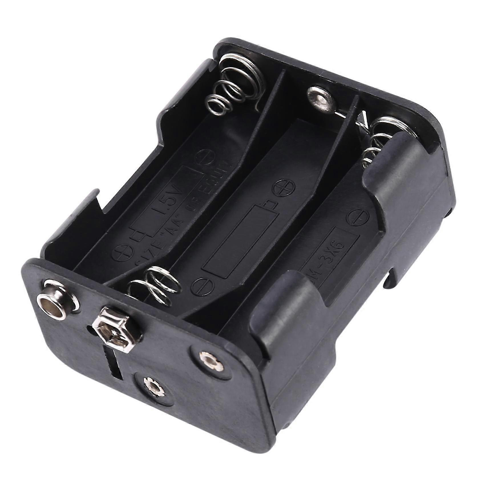 Double Side Spring 6 X 1.5 V Aa Battery Holder Case Box Black
