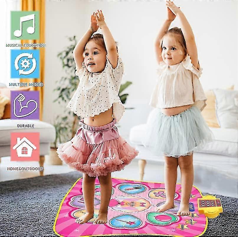 3-10歳の女の子のためのダンスマットのおもちゃ、8つのチャレンジレベル、内蔵音楽、調節可能なボリュームダンスパッドを含む5つのゲームモード