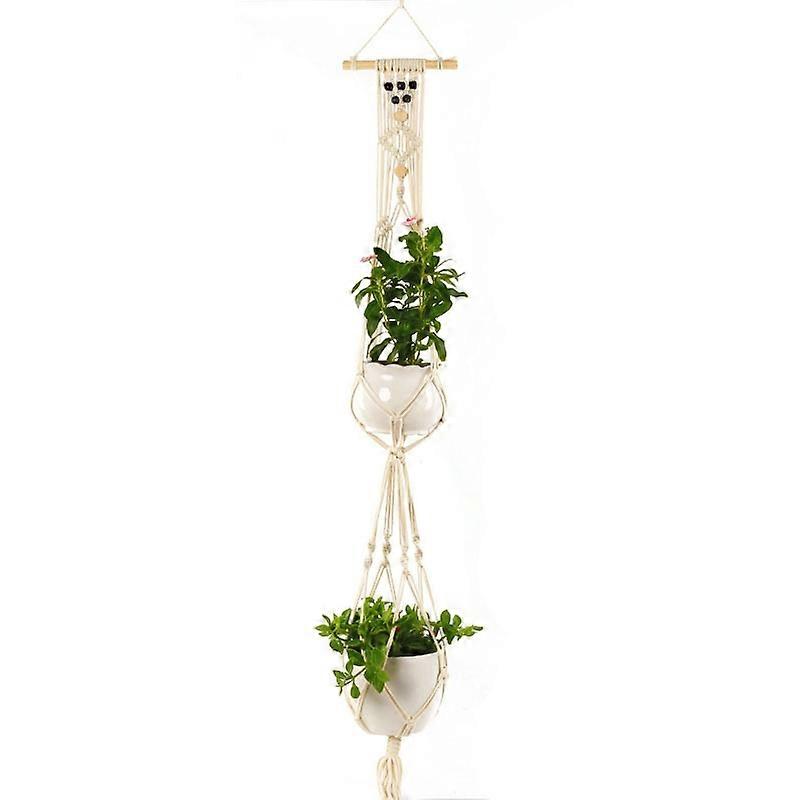 Double-deck L Type Macrame Hanging Flower Pots Decoration