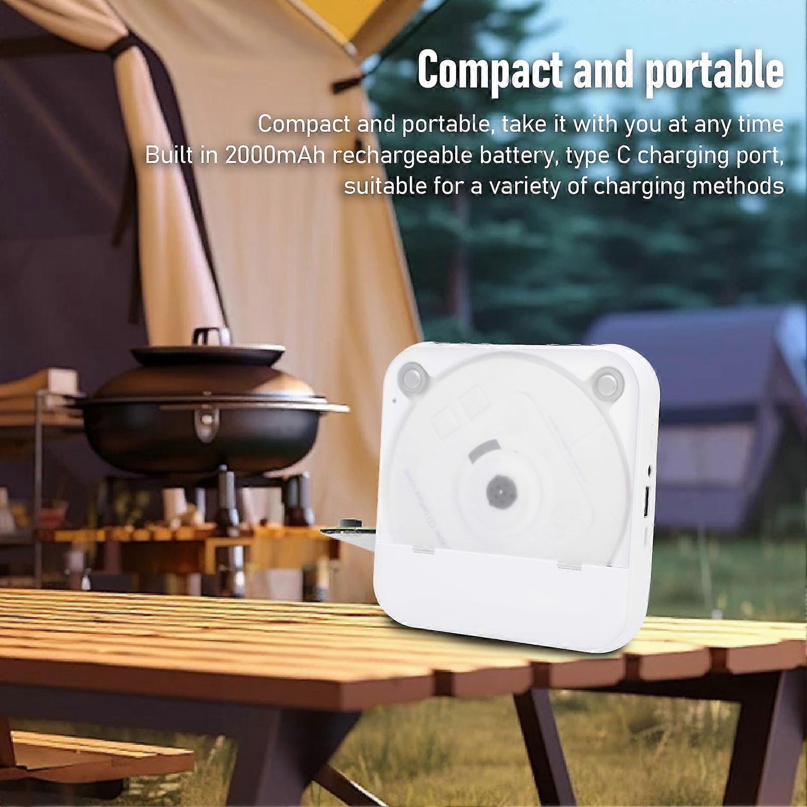 Bluetooth Portable CD Player MP3 Stereo Sound Desktop CD Music Player with Remote Control for Home White