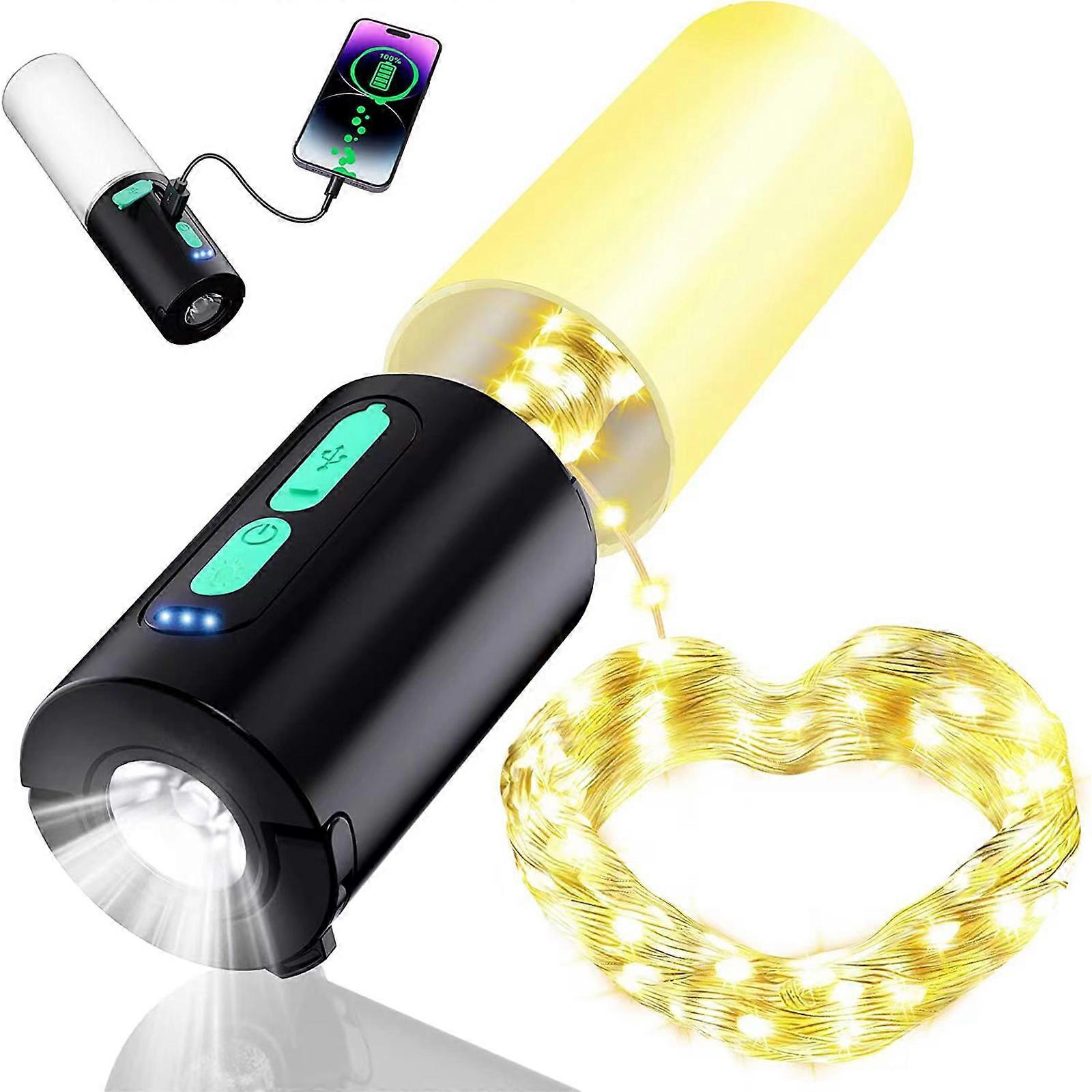 Camping Lantern Rechargeable, Camping Light with String Light Torch 4000mAh 100% NEW