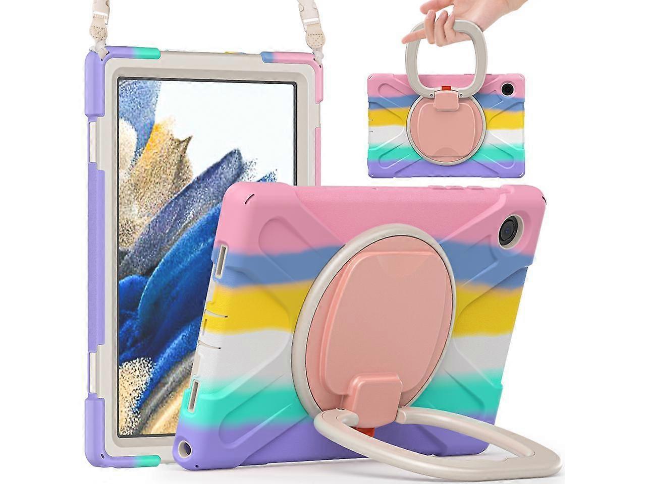 Case for Samsung Galaxy Tab A8 10.5 inch 2022 (SM-X200 / SM-X205 / SM-X207) with [360 Degree Rotatable Stand & Hand Strap] Pen Holder Shoulder Strap f