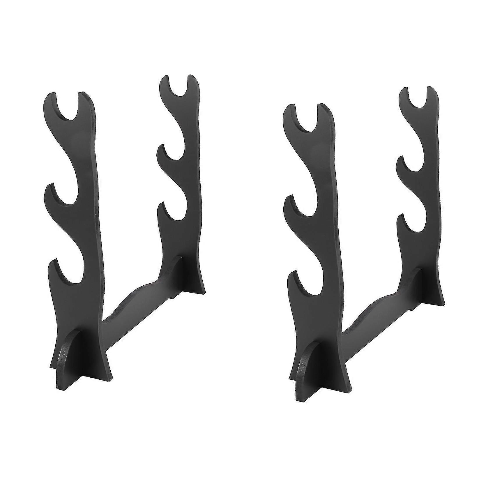 2x 3tier Samurai Sword Katana Titular Stand Bracket Rack Display Negru