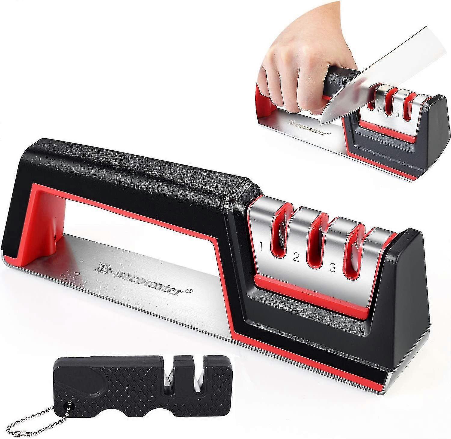 Knife Sharpener Professional 3-Stage Kitchen Knife Sharpening Tool - Restore And Polish Blades Quick