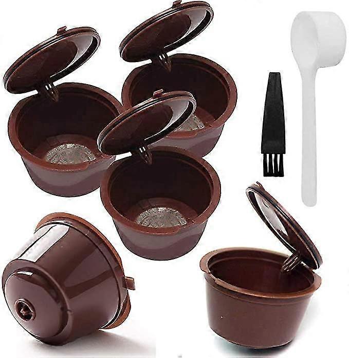 5-Pack Reusable Coffee Capsules with Mesh Filter Cup for Dolce Gusto Machine Refill Capsule Box