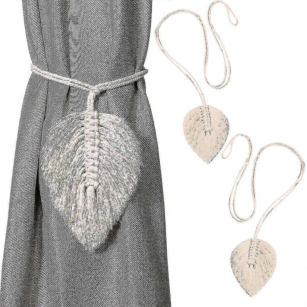 Pack Of 2 Tiebacks For Curtains, Curtain Tiebacks Boho Macrame Leaves Curtain Holder Cotton Tiebacks Curtain Holder Clips Holdback Curtain Holder For