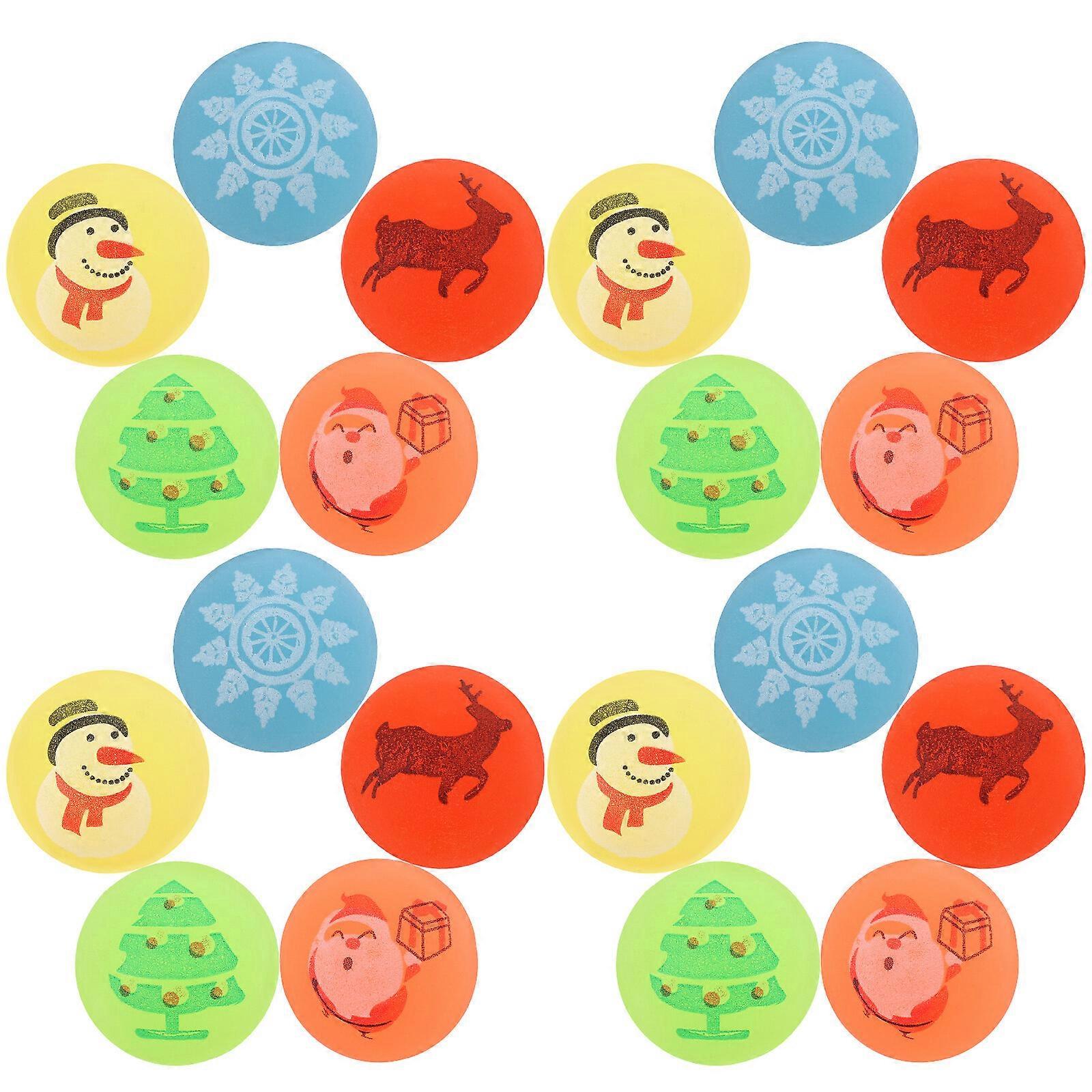 24pcs Christmas Themed Bouncy Balls Glow in Dark Bouncy Balls Bouncing Balls Party Favors
