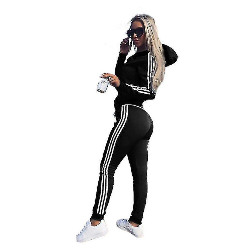 Womens 2 Pcs Athleisure Sports Wear Tracksuit Hoodie Pants Set