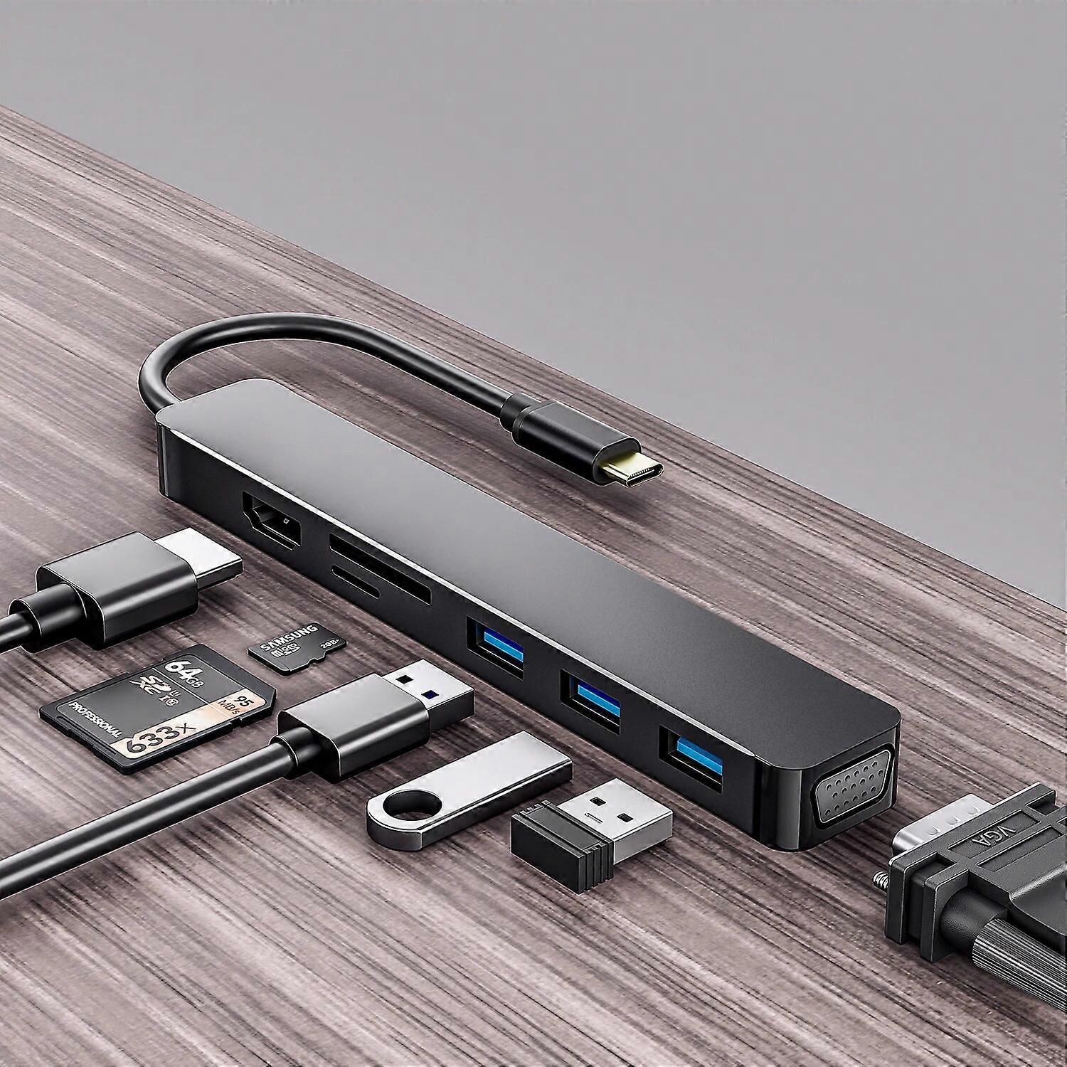 USB 3.1 Type-C Hub to 4K HDMI Adapter Thunderbolt 3 RJ45 USB C Hub 3.0 VGA TF SD Reader Slot for MacBook Pro M2 Air 13 2022 2021