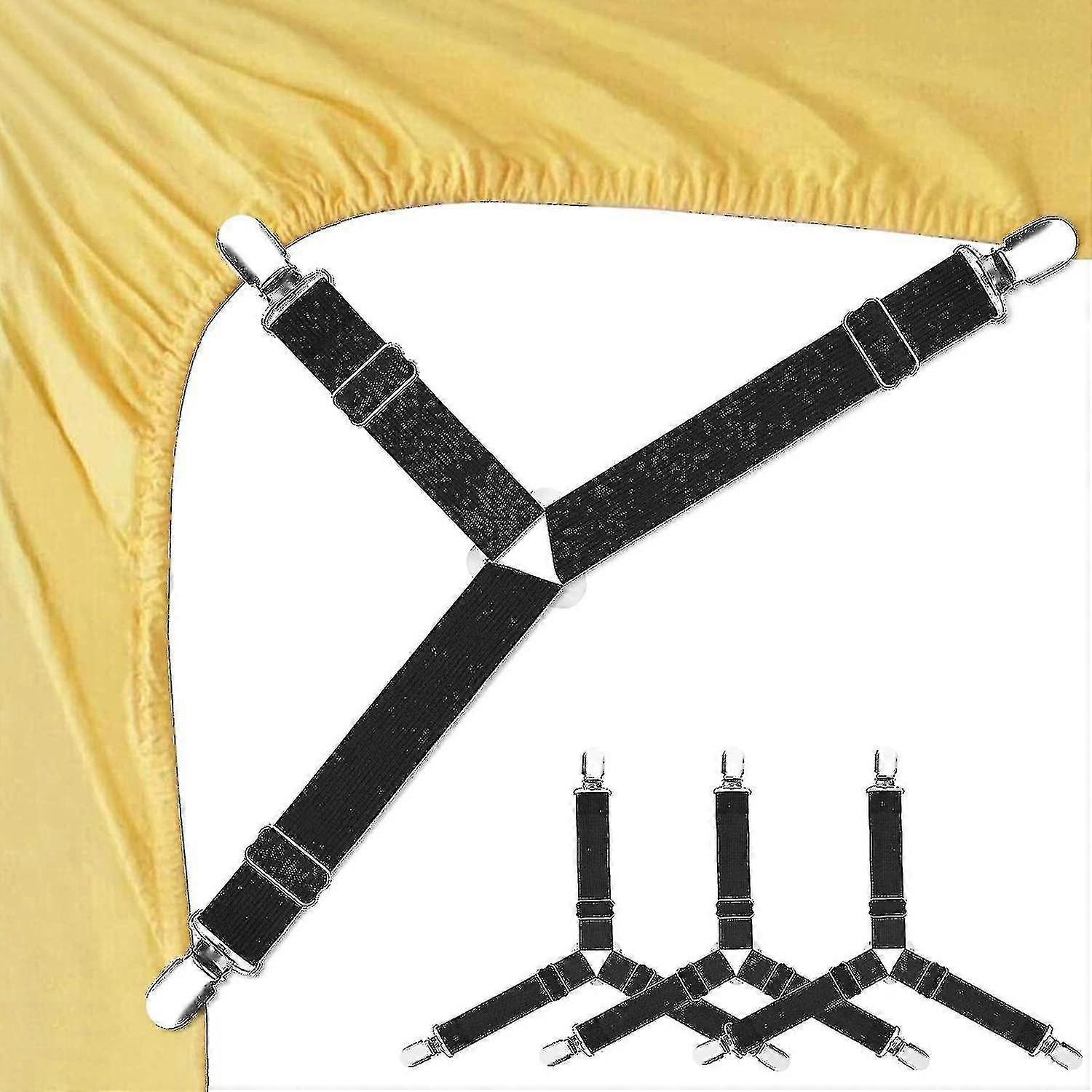4 Pcs Adjustable Triangle Elastic Suspenders For Bed Sheet Fasteners
