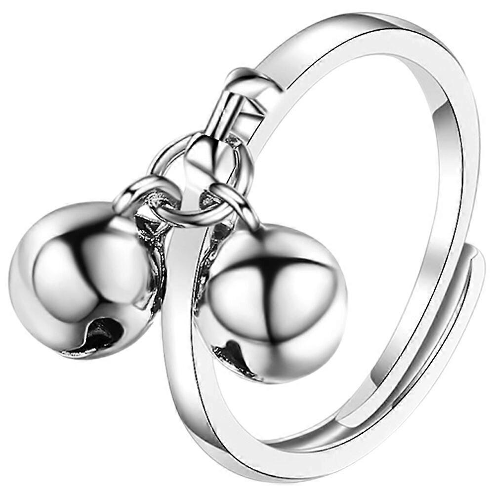 Ball Bell Adjustable Ring Double Bell Open Ring Decorative Open Ring Women Adjustable Ring