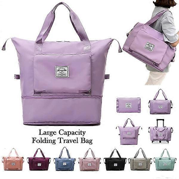 Large Capacity Folding Bottom Extension Design Travel Bag Lightweight Waterproof Carry on Luggage Bags with Fixed Strap Dry and Wet Separation Duffel 