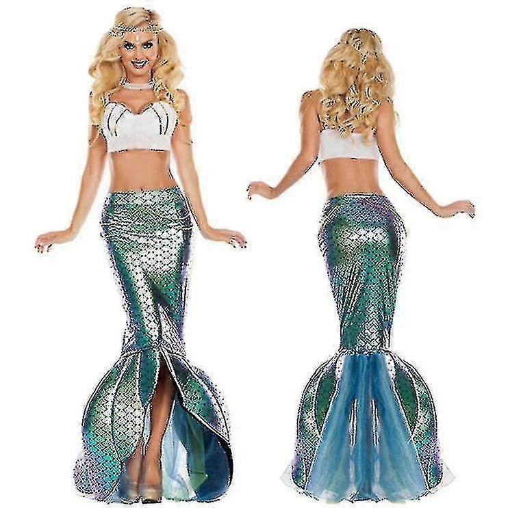 Yetişkin Parlak Deniz Kızı Elbise Kostüm Bel İnci Zincir Performans Costume_y Yüksek Kalite Dahil