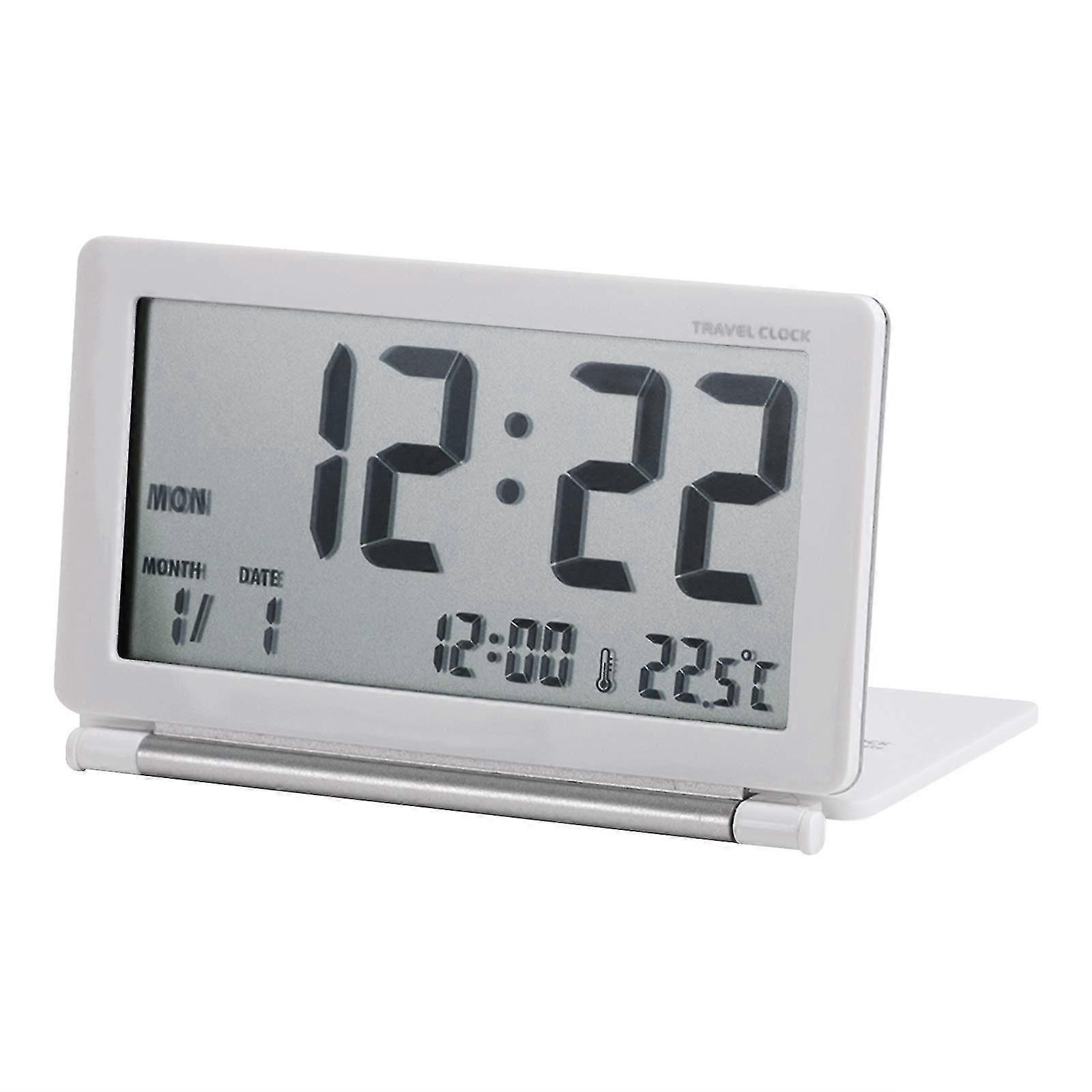 Electronic Travel Digital Lcd Alarm Calendar Clock Portable Slim Flip Folding Silent Desk Alarm Clock