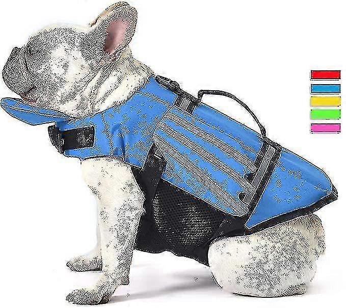 Wings Design Dog Life Jacket, Dog Flotation Lifesaver Preserver Swimsuit With Handle-S (Chest Girth 41-53 cm)-Blue