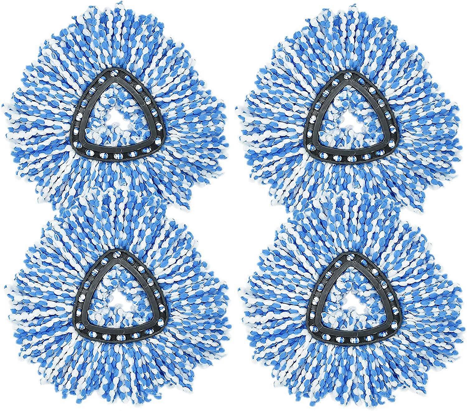 4 Pack Replacement Mop Head, 2 in 1 Easy Wring and Clean Turbo Triangular Cotton Mop, Microfiber Ref