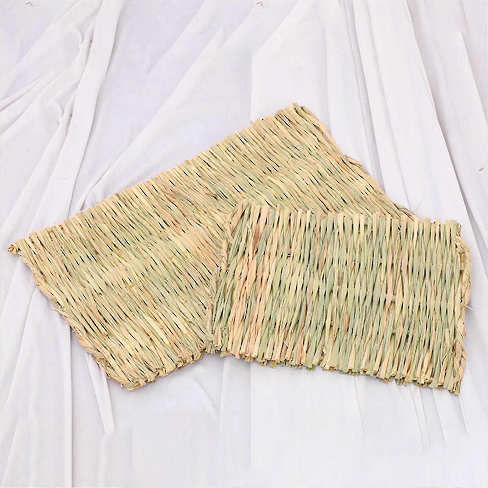 Pets Natural Straw Mat Safe And Chewable Hand-woven Bed Mat For Guinea Pig Hamster Bunny