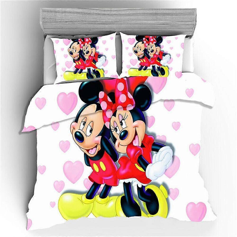 v1844 Bed Sheets Mickey and Minnie Mouse Collection Love  Duvet Cover Set Super  Soft Bed Sheets IU1844