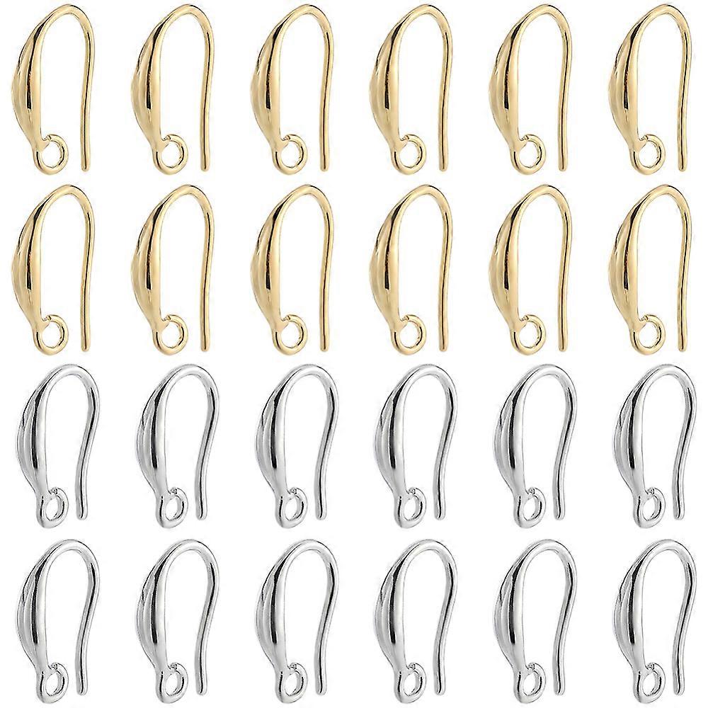 24 Pairs 2 Colors Brass Earring Hooks with Horizontal Loop Platinum & Golden 15x8.5x2.5mm Hole: 1.8mm 20 Gauge Pin: 0.8mm 12 pairs/color