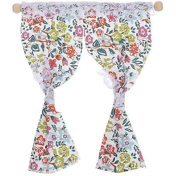 Mini Curtain Miniature House Flower Window Curtain Tiny House Window Accessory
