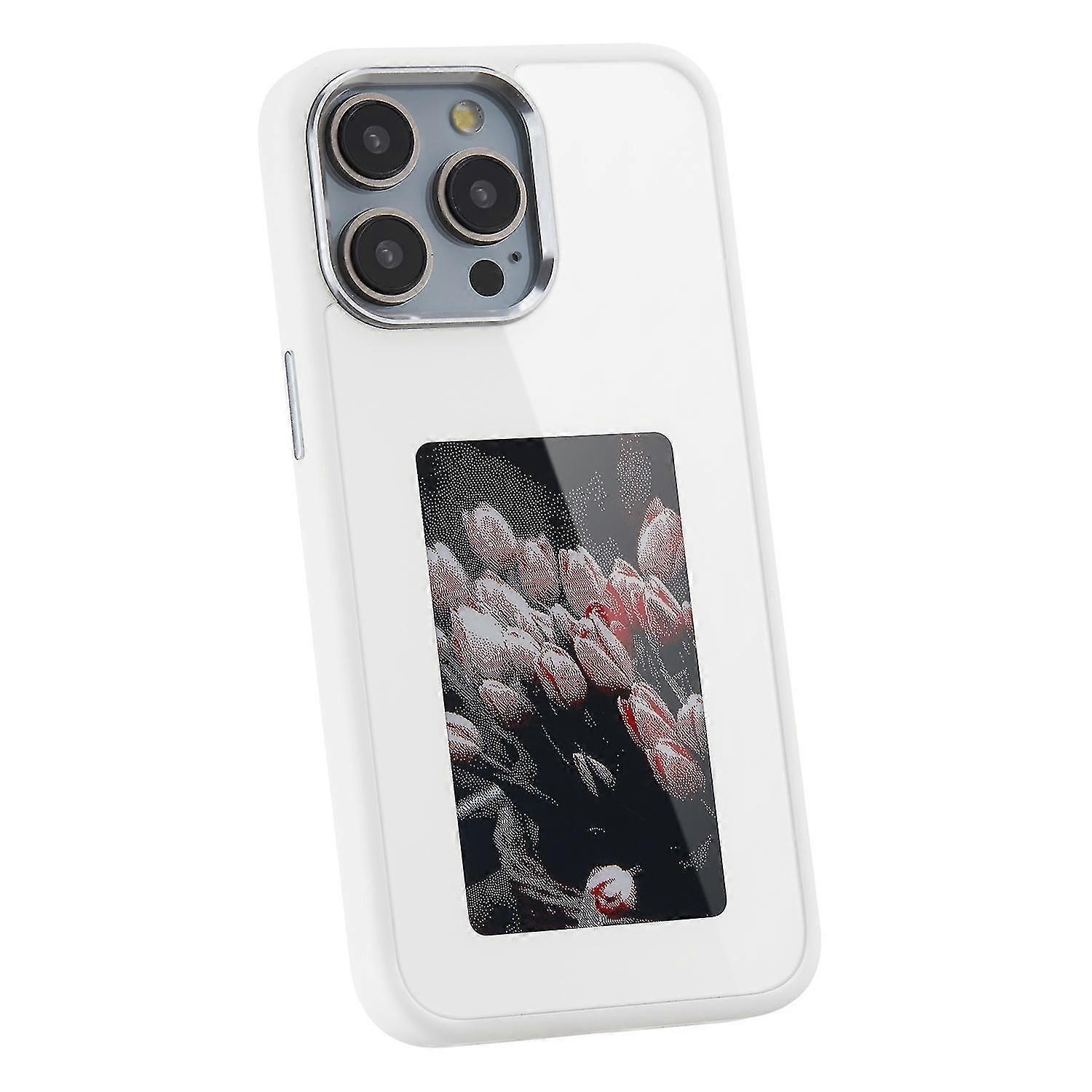 3-Color E Ink Case Mobile Cover for iPhone 14 Pro - NFC for Any Image Display - White