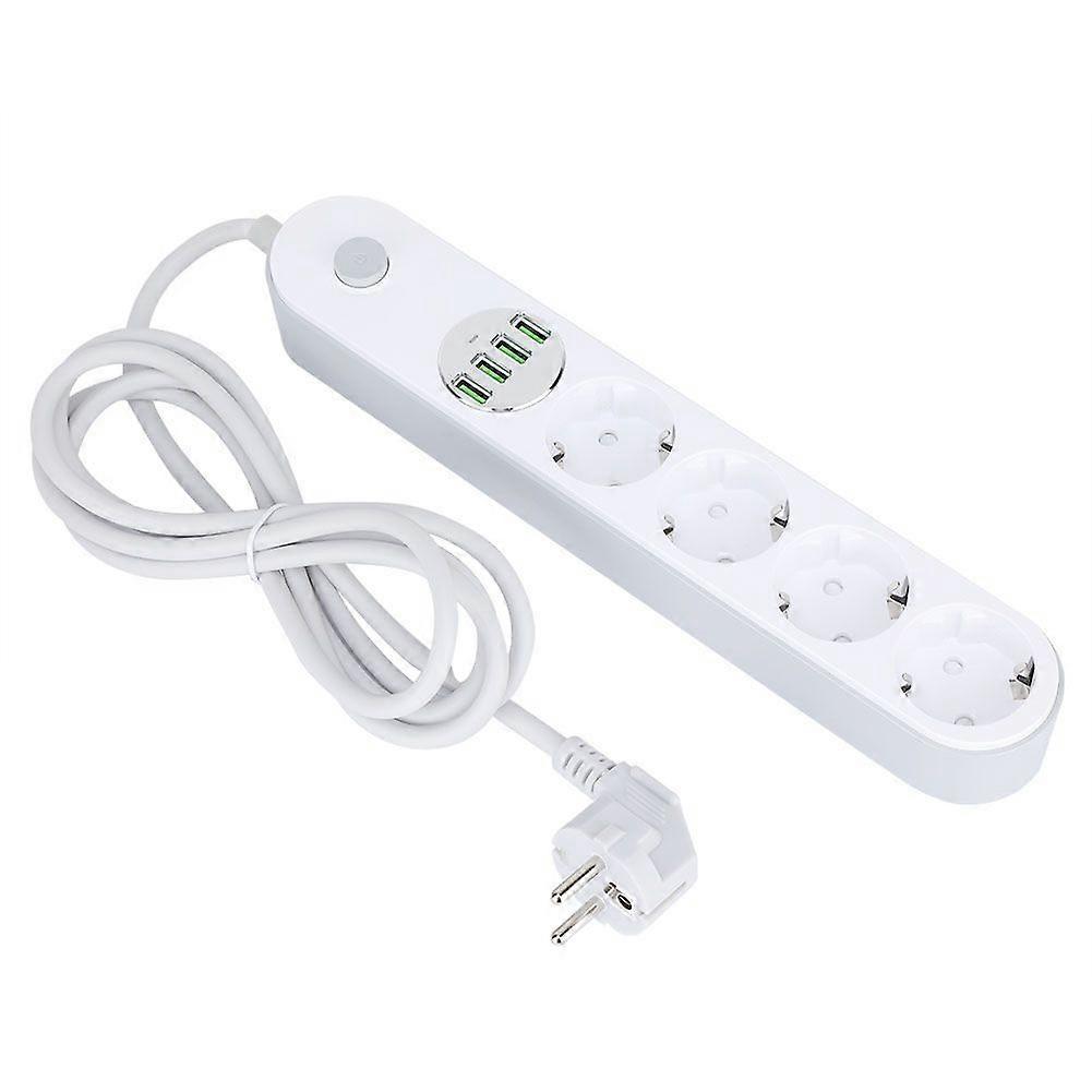 Multifunction Intelligent Outlet Socket Extension Lead 4 Way with 4 USB Jacks EU 10A 250V