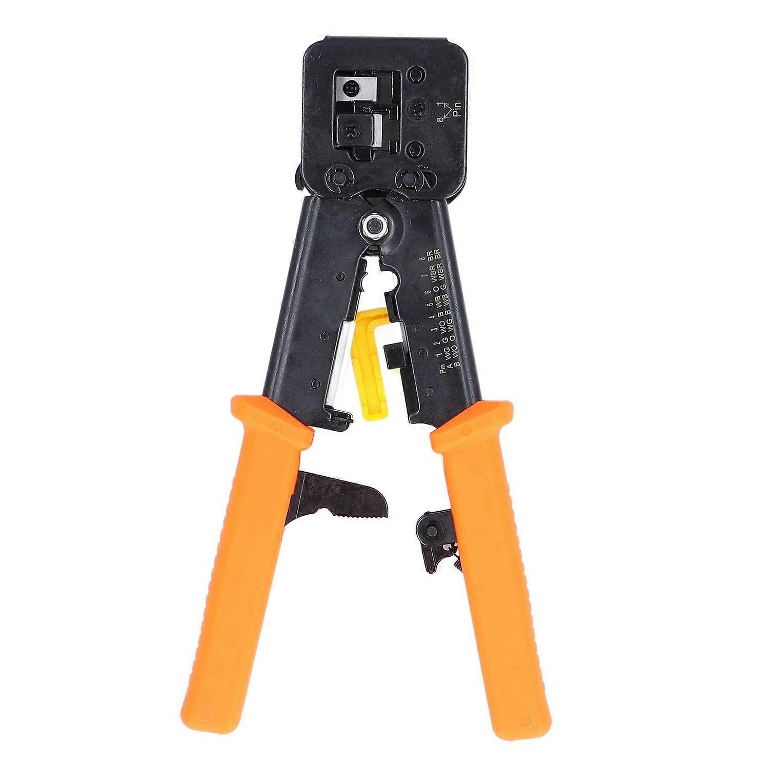RJ45 Crimping Tool Pass Through CAT6 CAT5E Ethernet Wire Crimper Steel Electrical Electronic Tools O