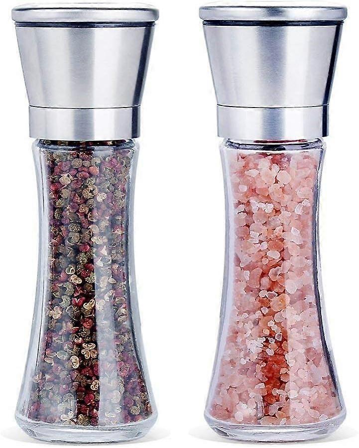 2 Set Refillable Salt and Pepper Grinder for Sea Salt and Black Pepper