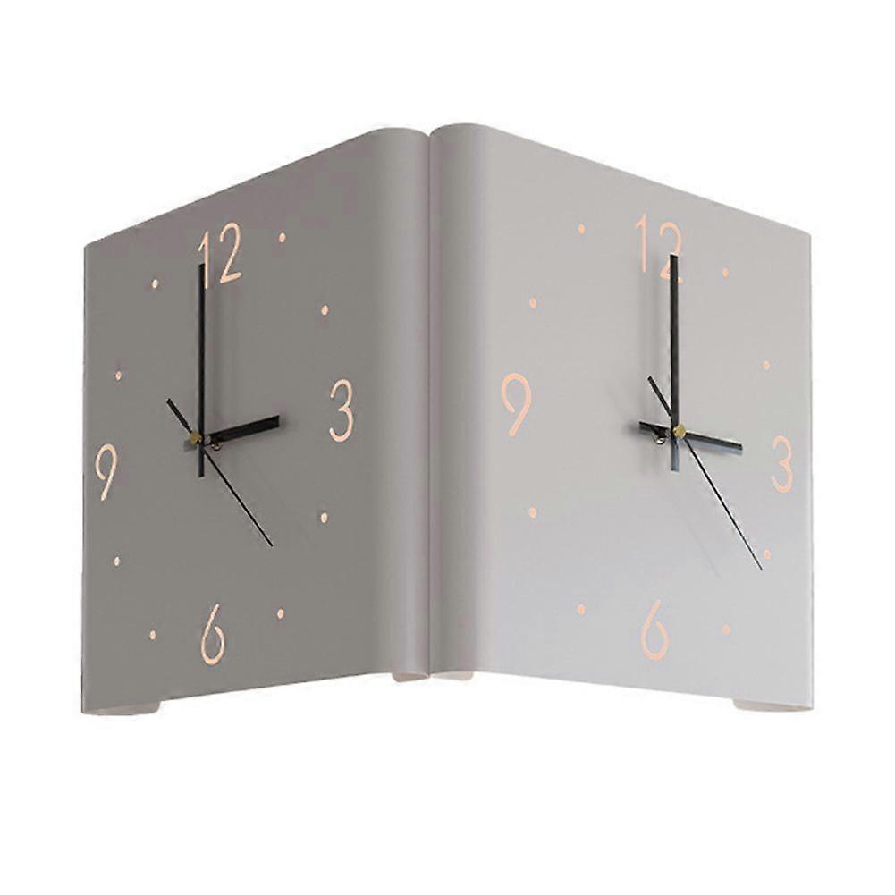 Square Wall Clock Folded Corner Wall Hanging Clock Chic Arc Silent Clock with Light for Living Room