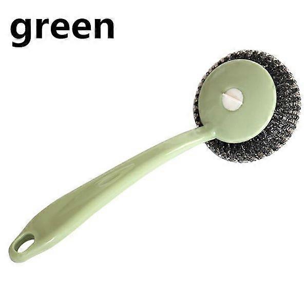 Stainless Steel Wool Ball Brush with Long Plastic Handle Kitchen   Tools