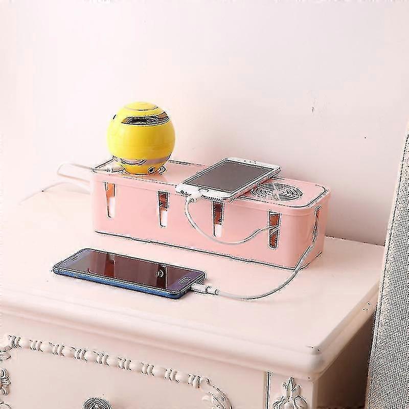 Auspicious-cable Storage Box Case Wire Cable Management Socket Safety Storage Organizer(pink)