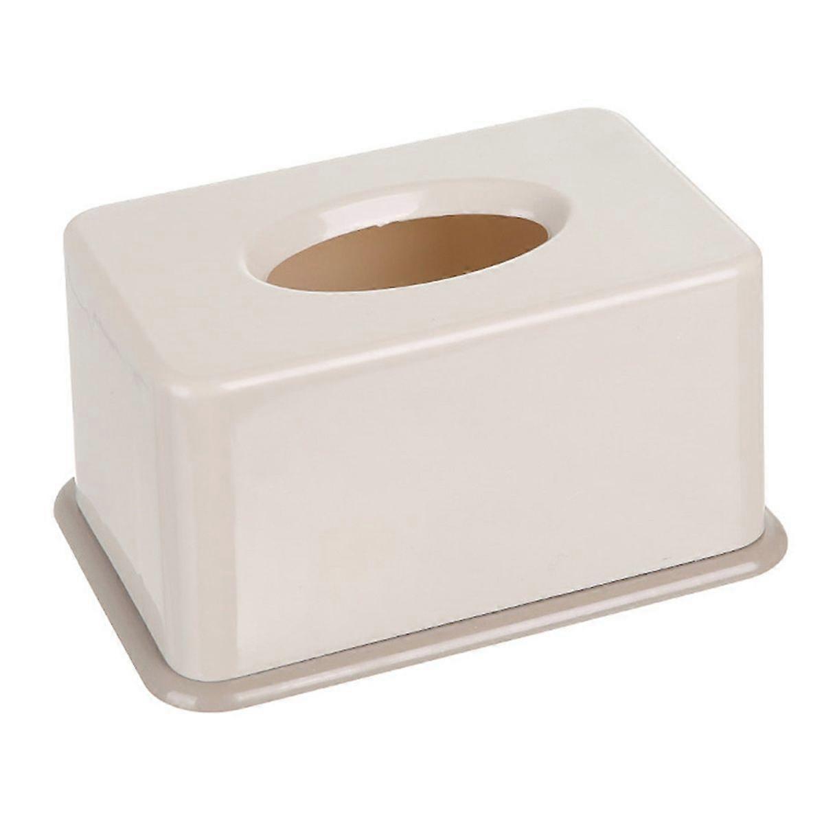 1Pc Simple Tissue Box Plastic Tissues Holder for Home Bathroom Office Car(Beige)