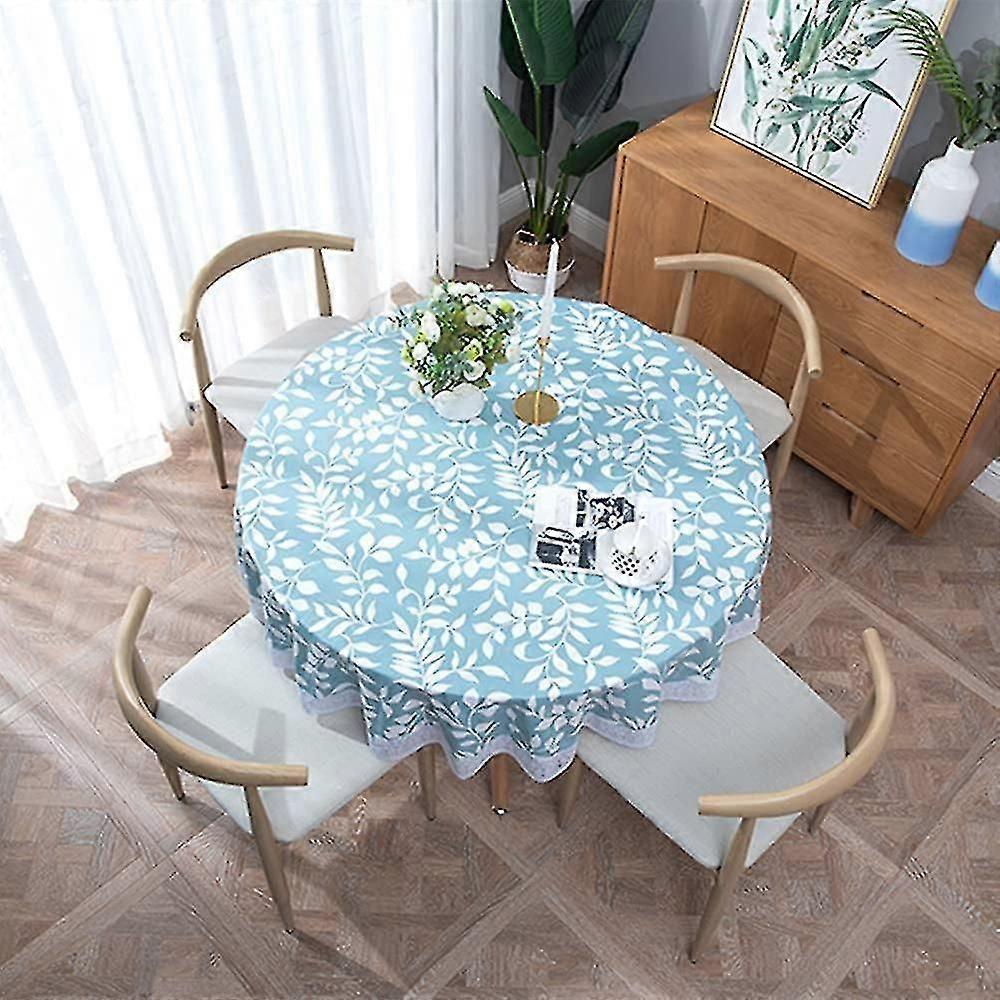 Capa de mesa resistente à mancha resistente à mancha à prova de óleo 100% impermeável, toalha de mesa de renda de vinil redondo de 60 polegadas com apoio de flanela para piquenique camping e festa de jantar