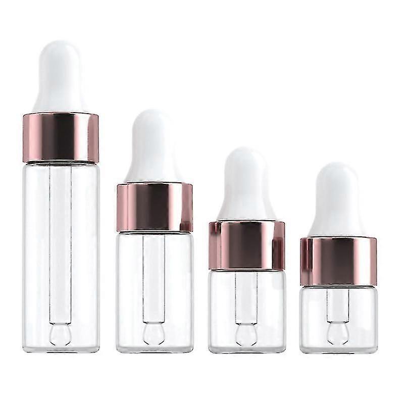 10/50/100 adet Mini Damlalıklı Şişeler Cam Boş Esansiyel Yağı Aromaterapi Şişeleri Gül Altın Kapaklı Pipetler Şişeler 1ml 3ml 5ml