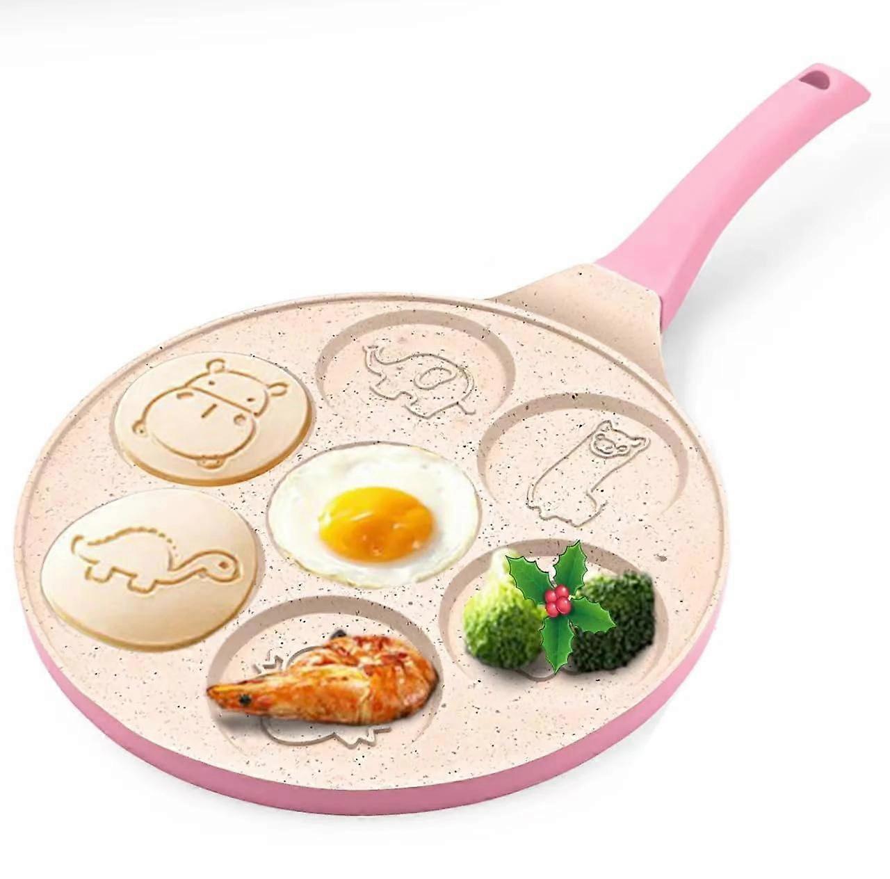 7 Cup Pancake Pan Nonstick Breakfast Griddle Dinosaur Animals Waffle Maker Pancake Mold Pan for Kids Egg Omelet Crepe Frying Pan