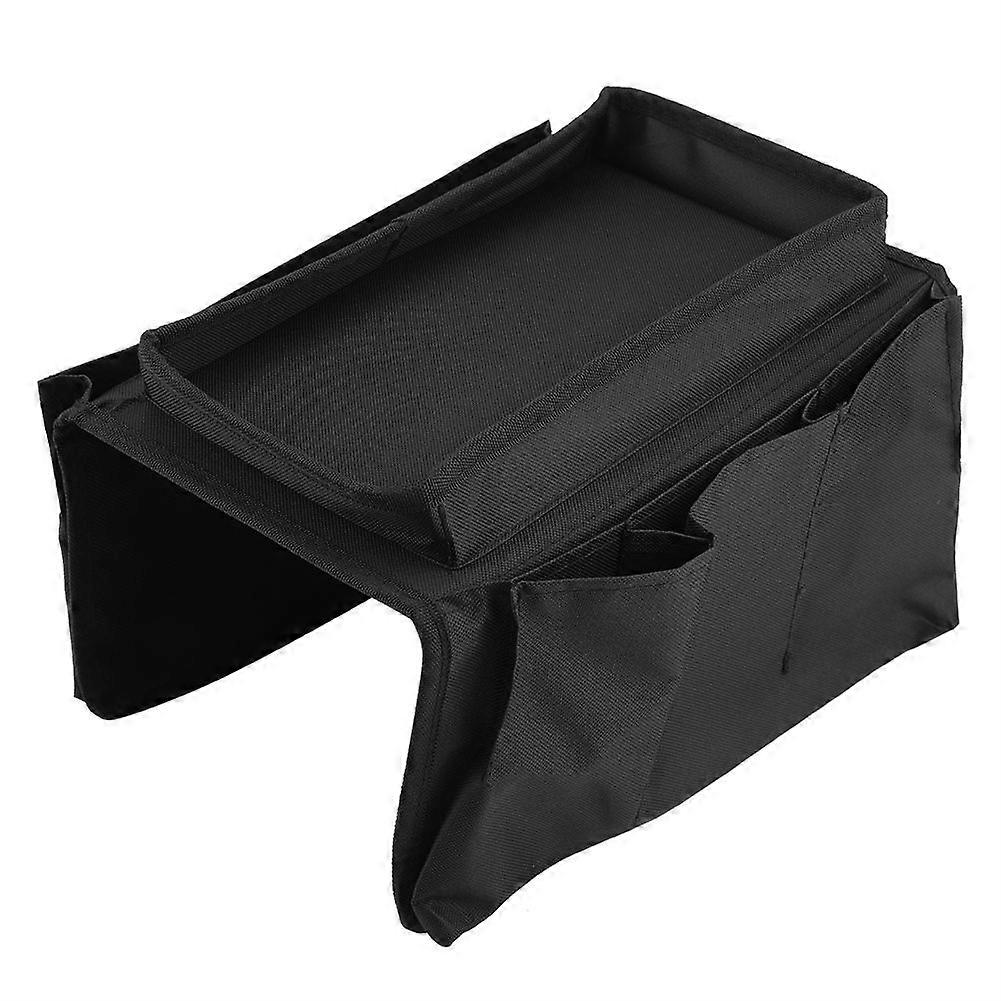 1 pcs Sofa Armrest Hanging TV Remote Control Organizer Couch Storage Bag with Cup Holder Tray(Black)19cm
