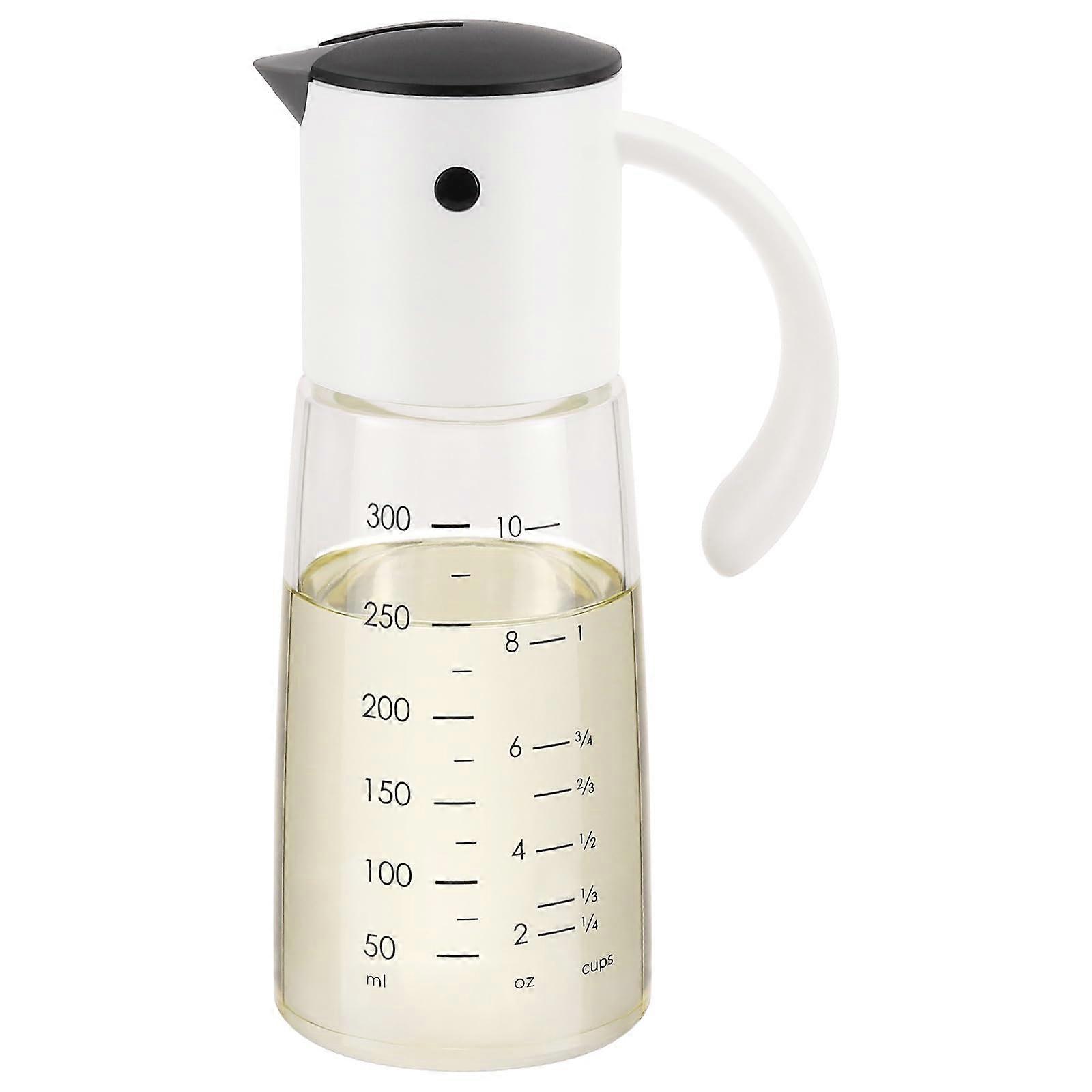 Olive Oil Dispenser Bottle 10 oz Auto Flip No-Drip Kitchen Pourer Glass with Easy Pour Spout and Leak Proof Design