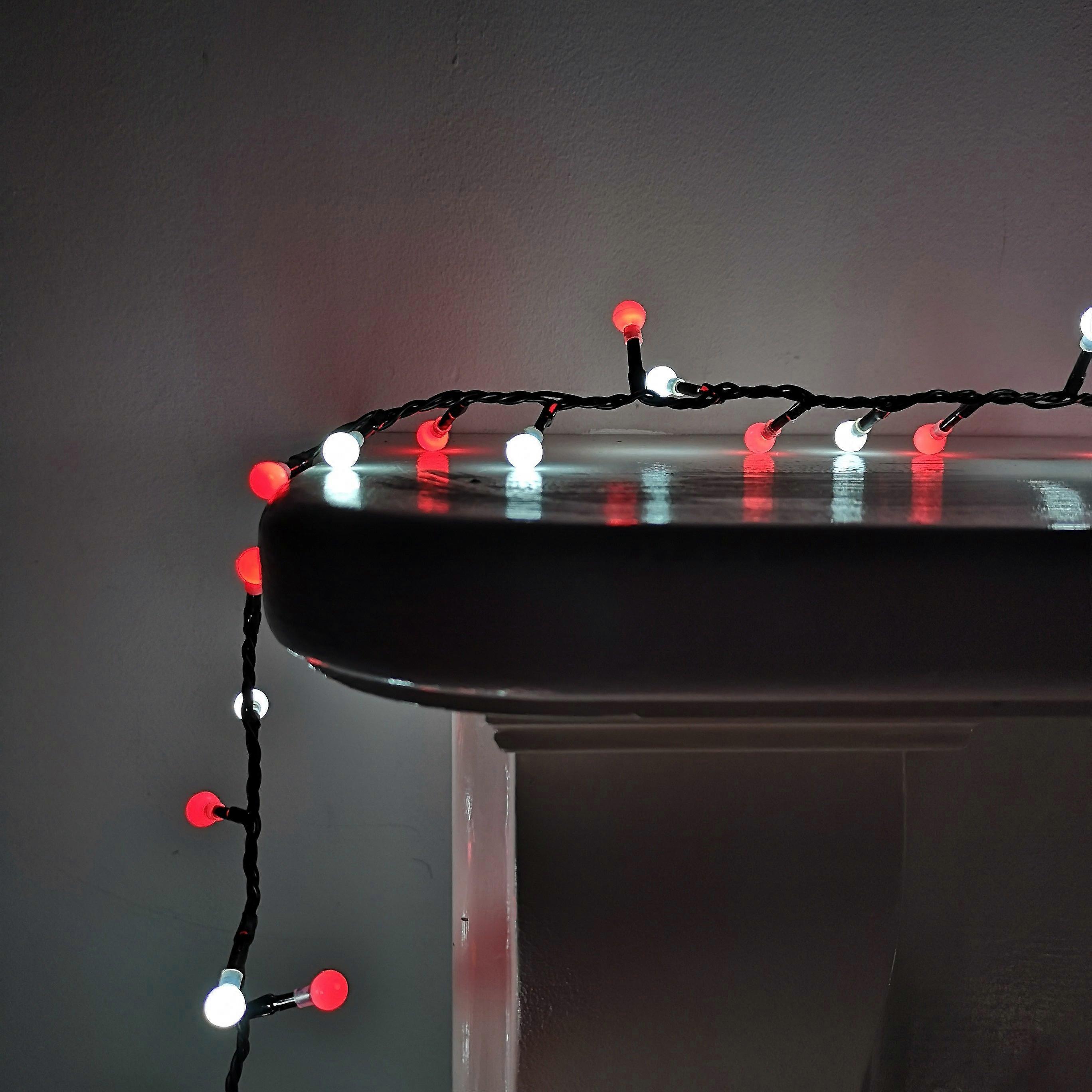 400 Led 10m Festive Indoor Outdoor Christmas Multi Function Mains Operated String Lights In Red & White