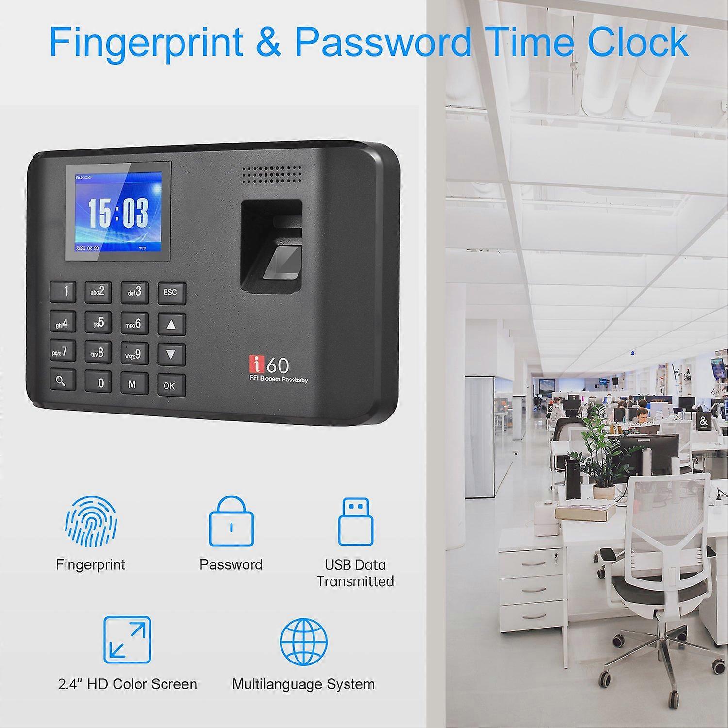Intelligent Biometric Fingerprint Password Attendance Machine Time Clock Employee Checking-in Record