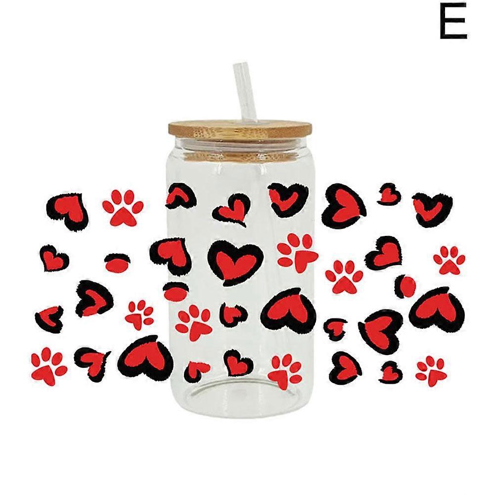 Waterproof Valentine's Day Heart Pattern UV DTF 16oz Removable Sticker