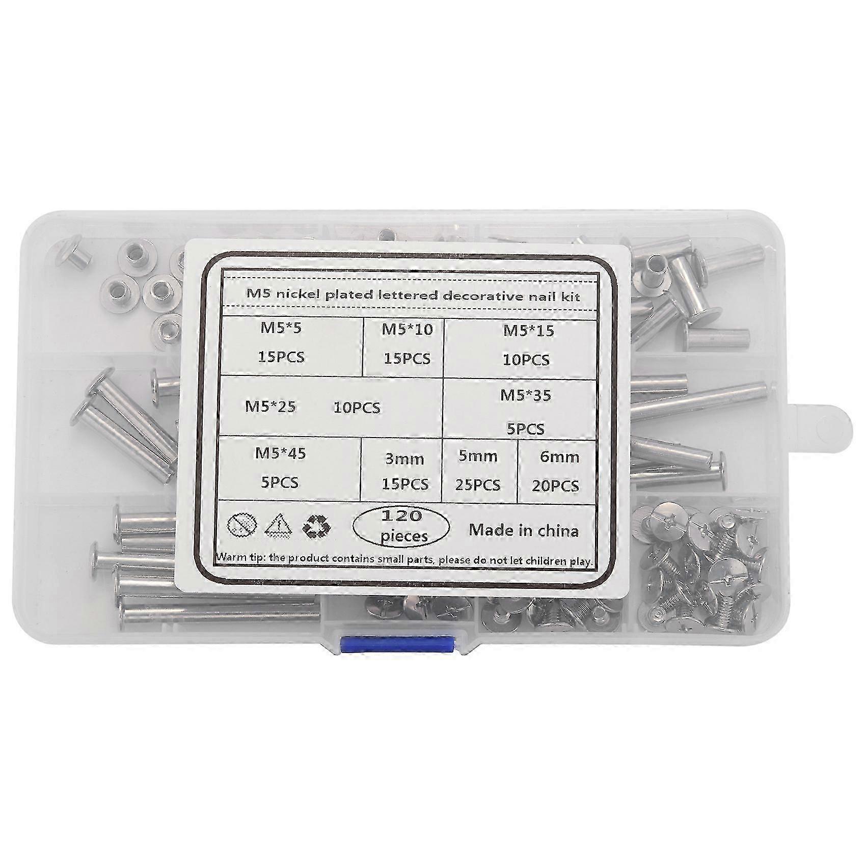 Chicago Screw Binding Screws Posts Assortment Kit for DIY Leather Bookbinding Crafts(120Pcs,)